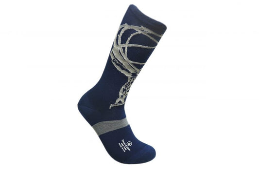 Navy blue dress sock with atlas made in America