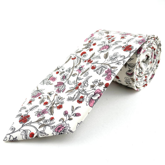 White floral tie made in America