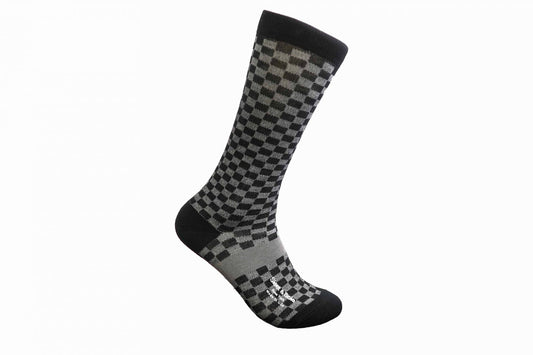 Grey checkered dress socks made in America