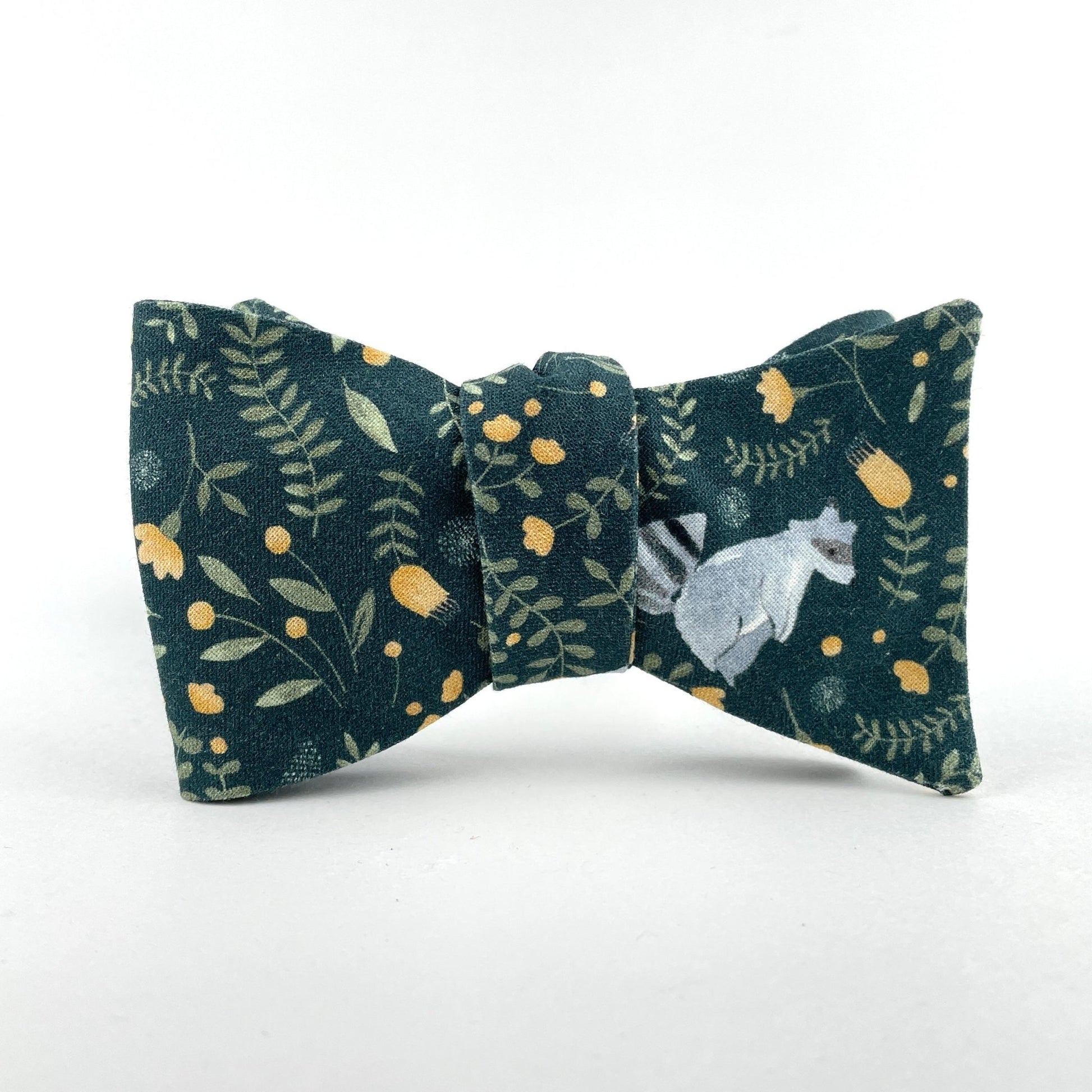 Blue bowtie with flowers and animals made in America